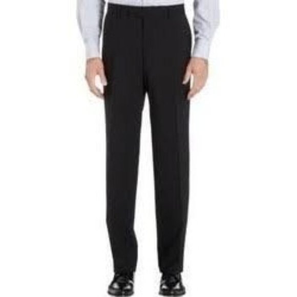 Hugo Boss James Brown Wool Flat Front Dress Pants Black 35R - Picture 1 of 7